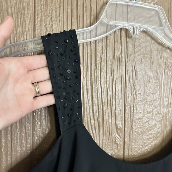 Jessica Howard Chiffon Ruffled Tiered Layered Dress Black Gem Detail Formal 6P - Picture 3 of 8